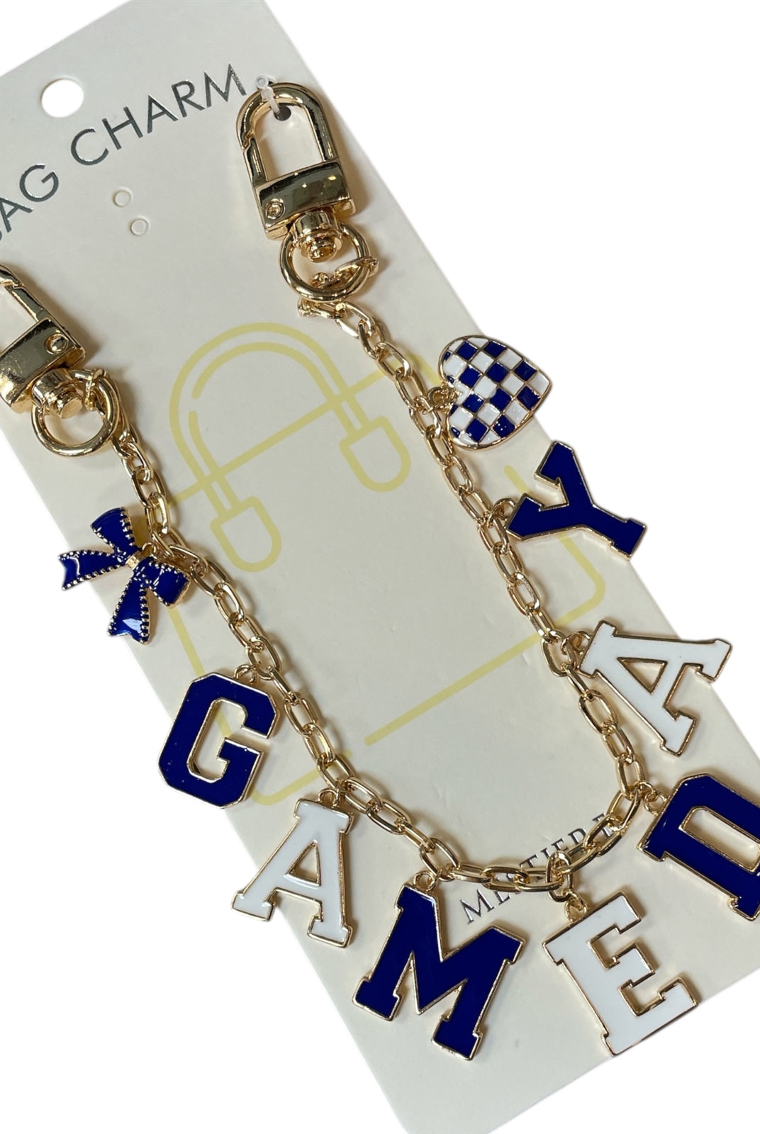 All That Glitterz Blue & White Game Day Bag Charm-bag charm-All That Glitterz-Deja Nu Boutique, Women's Fashion Boutique in Lampasas, Texas