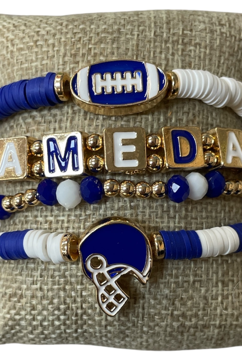 All That Glitterz Multi Beaded Blue & White Game Day Bracelet Set-Bracelets-All That Glitterz-Deja Nu Boutique, Women's Fashion Boutique in Lampasas, Texas