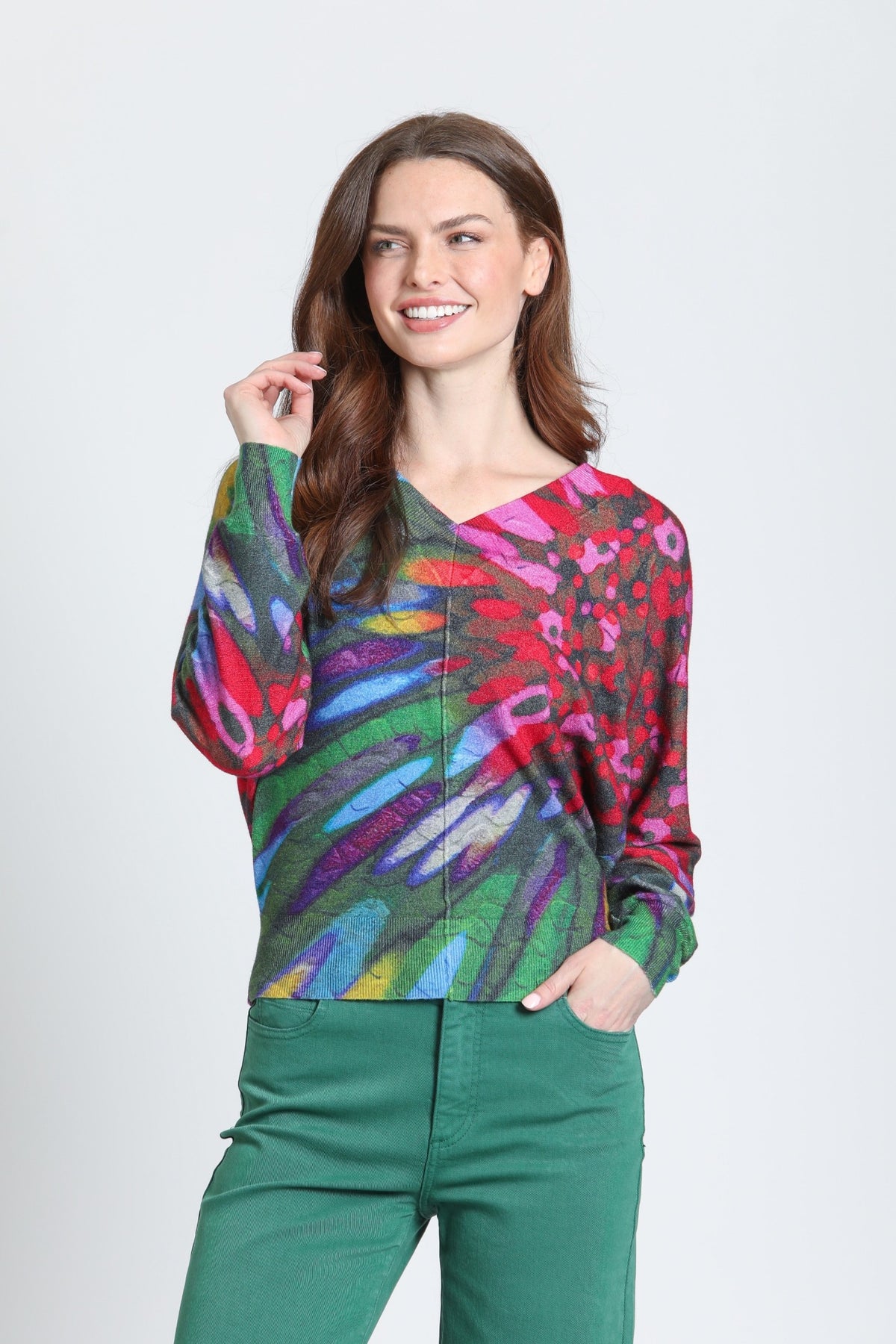 APNY Aurora V-Neck Pullover in Jewel Noir-Sweaters-APNY-Deja Nu Boutique, Women's Fashion Boutique in Lampasas, Texas