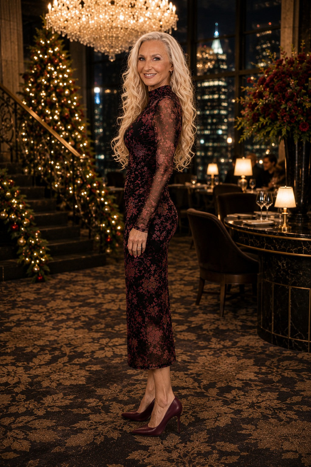 Apricot Silhouette Floral Mesh Midi Dress in Black-Midi Dresses-Apricot-Deja Nu Boutique, Women's Fashion Boutique in Lampasas, Texas