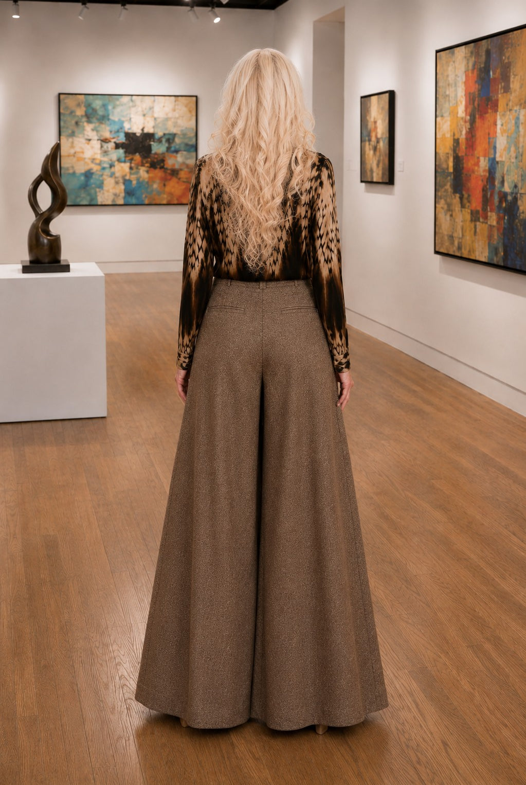 Apricot Inverted Pleat Wide Tailored Trousers in Brown-trousers-Apricot-Deja Nu Boutique, Women's Fashion Boutique in Lampasas, Texas