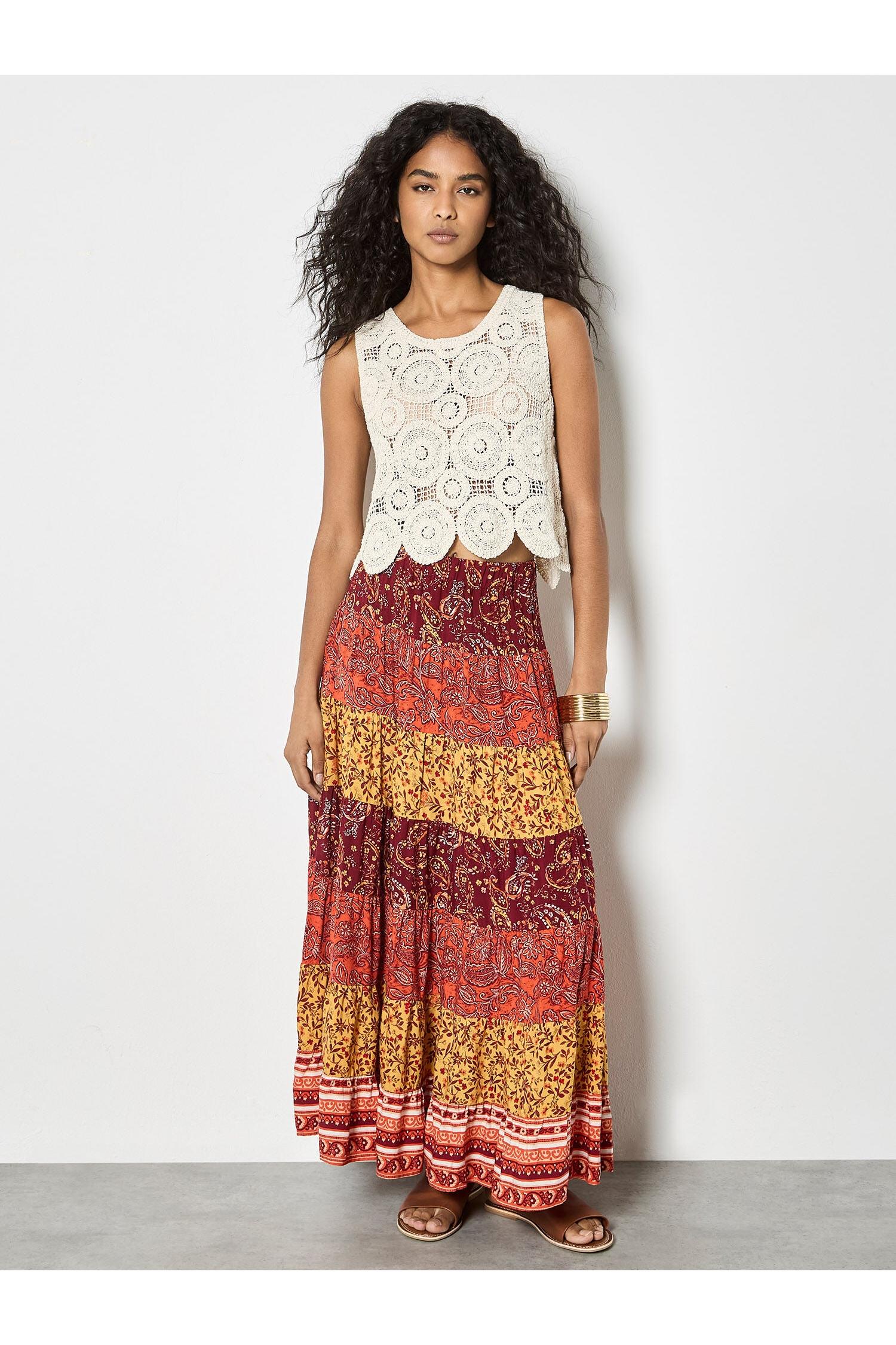 Apricot Circles Crochet Shell Top in Stone-Tops-Apricot-Deja Nu Boutique, Women's Fashion Boutique in Lampasas, Texas