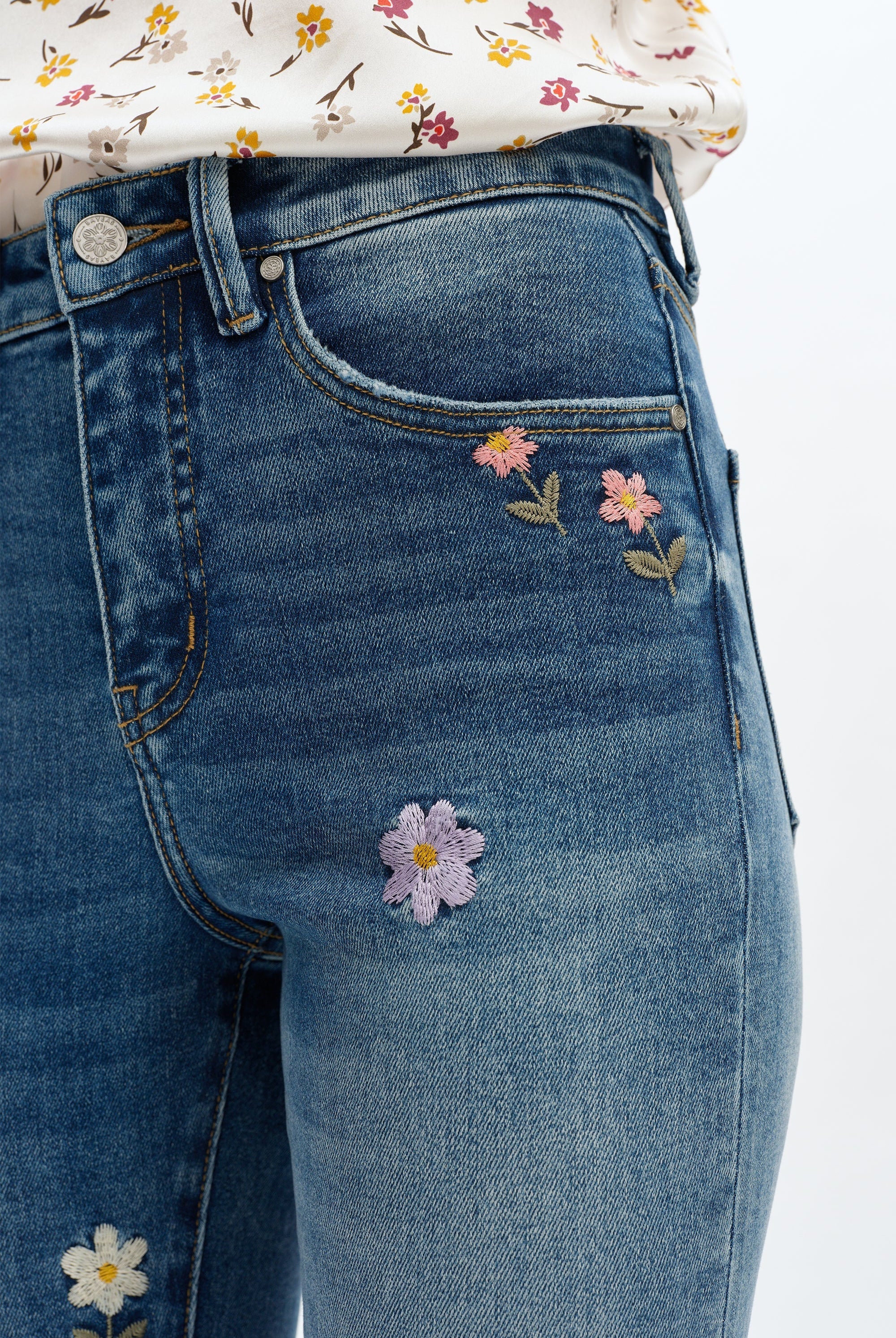 Bayeas Flora Flower Child Mid Rise Embroidered Flare Jeans-Jeans-Bayeas-Deja Nu Boutique, Women's Fashion Boutique in Lampasas, Texas
