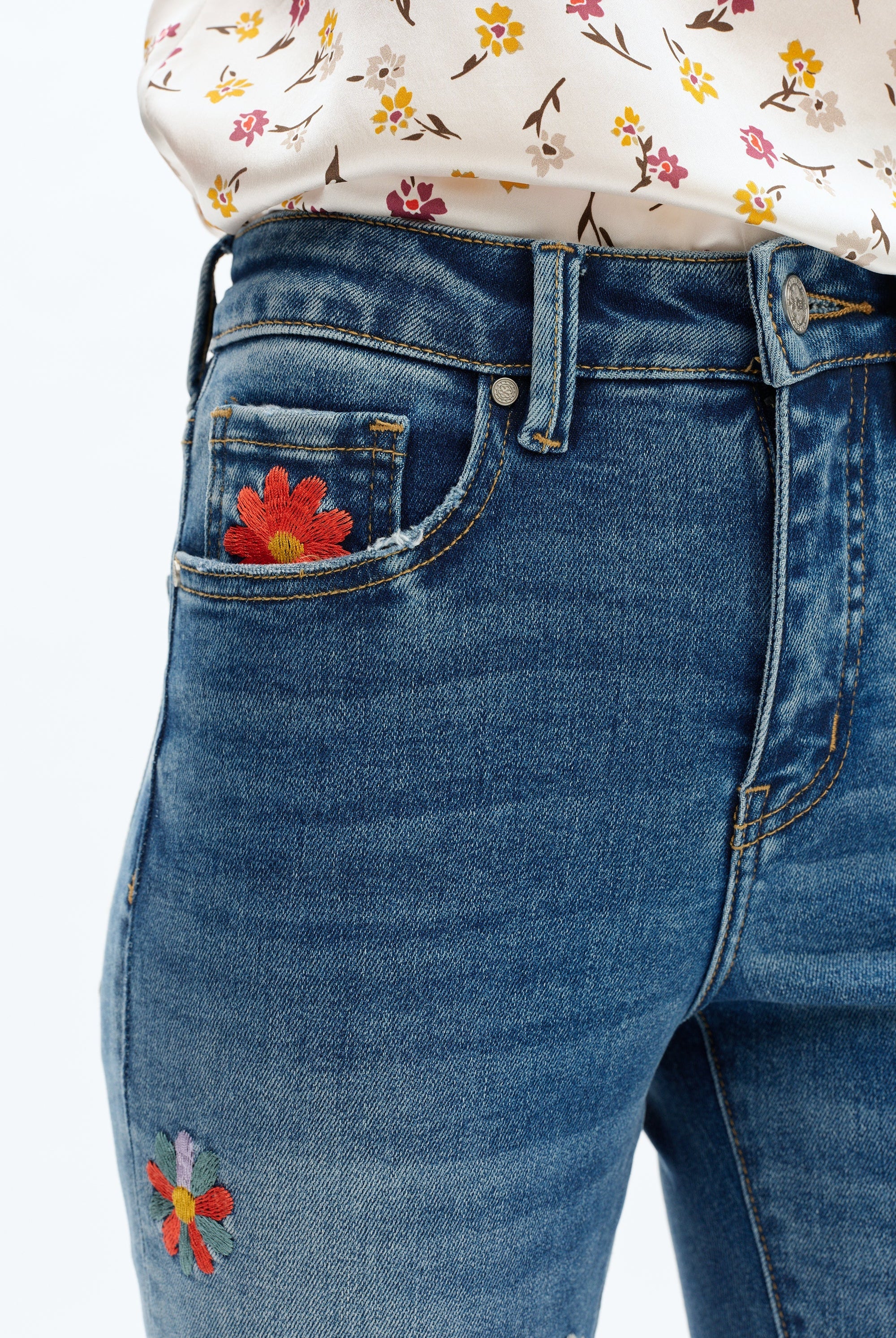 Bayeas Flora Flower Child Mid Rise Embroidered Flare Jeans-Jeans-Bayeas-Deja Nu Boutique, Women's Fashion Boutique in Lampasas, Texas