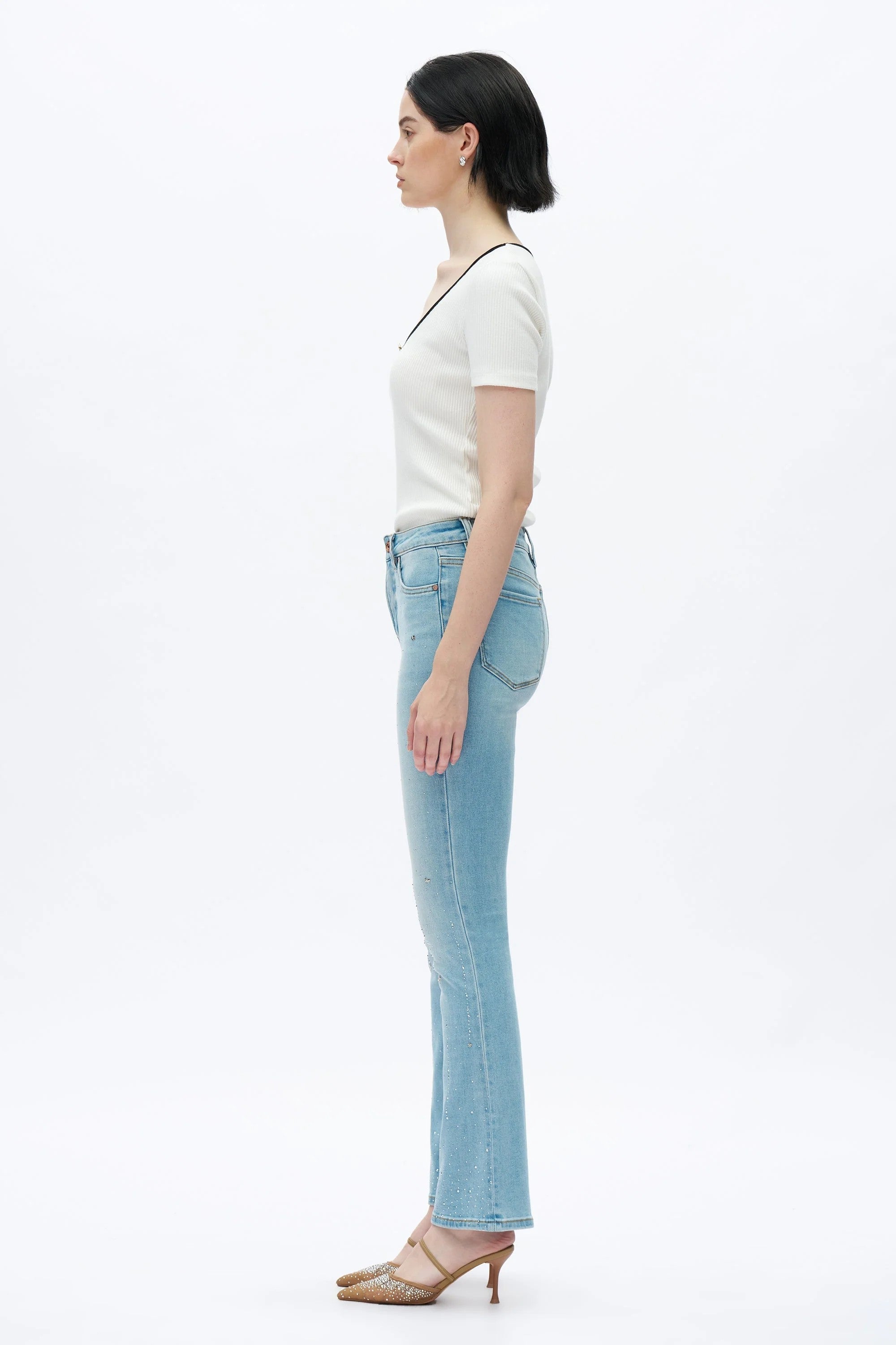 Bayeas High Rise Rhinestone Jeans in Light Blue Star Studded-Jeans-Bayeas-Deja Nu Boutique, Women's Fashion Boutique in Lampasas, Texas