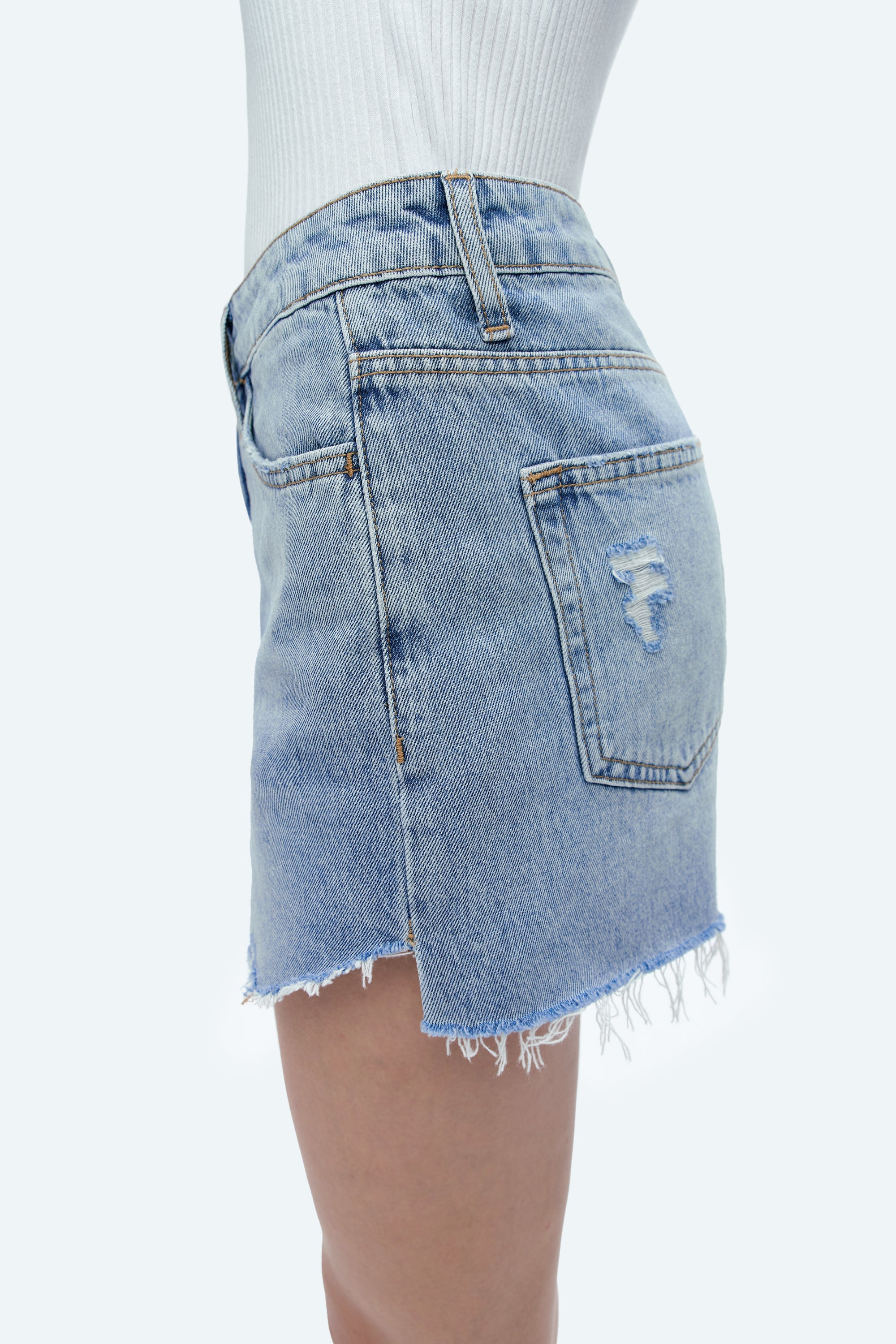 Bayeas Kelly High Rise Raw Hem Denim Shorts – Baby Blue-Shorts-Bayeas-Deja Nu Boutique, Women's Fashion Boutique in Lampasas, Texas