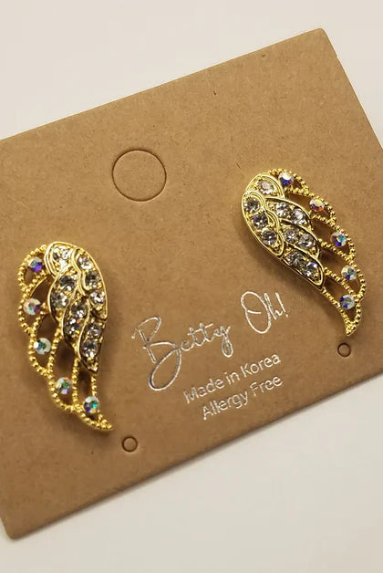 Betty Oh! Rhinestone Wing Post Earrings-Earrings-Betty Oh!-Deja Nu Boutique, Women's Fashion Boutique in Lampasas, Texas