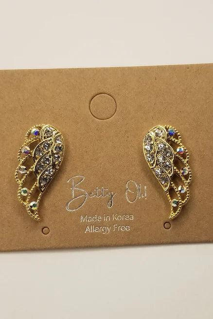 Betty Oh! Rhinestone Wing Post Earrings-Earrings-Betty Oh!-Deja Nu Boutique, Women's Fashion Boutique in Lampasas, Texas