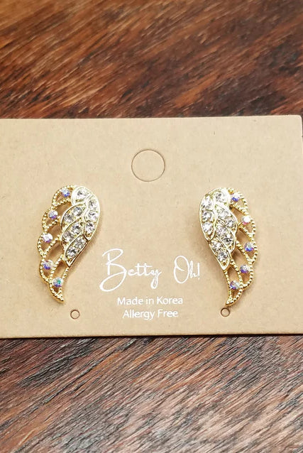 Betty Oh! Rhinestone Wing Post Earrings-Earrings-Betty Oh!-Deja Nu Boutique, Women's Fashion Boutique in Lampasas, Texas