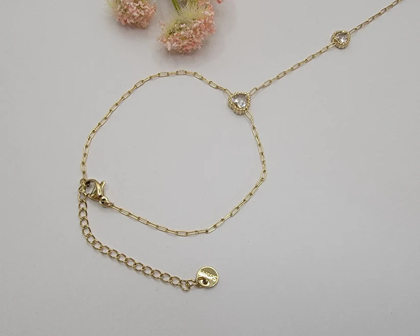 Betty Oh! Heart Shaped Stone Hand Chain Waterproof Bracelet-Bracelets-Betty Oh!-Deja Nu Boutique, Women's Fashion Boutique in Lampasas, Texas