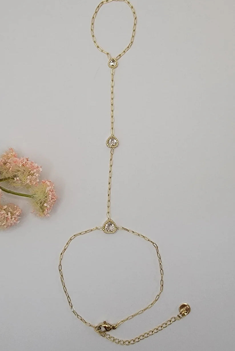 Betty Oh! Heart Shaped Stone Hand Chain Waterproof Bracelet-Bracelets-Betty Oh!-Deja Nu Boutique, Women's Fashion Boutique in Lampasas, Texas