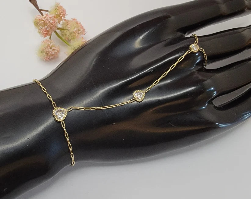 Betty Oh! Heart Shaped Stone Hand Chain Waterproof Bracelet-Bracelets-Betty Oh!-Deja Nu Boutique, Women's Fashion Boutique in Lampasas, Texas