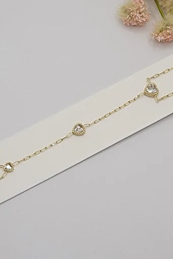 Betty Oh! Heart Shaped Stone Hand Chain Waterproof Bracelet-Bracelets-Betty Oh!-Deja Nu Boutique, Women's Fashion Boutique in Lampasas, Texas