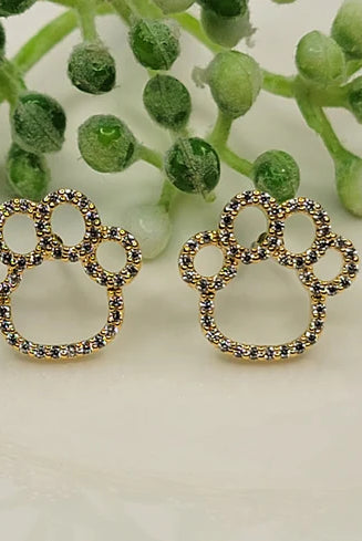 Betty Oh! Paws with Cubic Zirconia Post Earrings-Earrings-Betty Oh!-Deja Nu Boutique, Women's Fashion Boutique in Lampasas, Texas