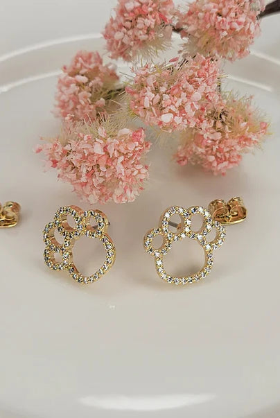 Betty Oh! Paws with Cubic Zirconia Post Earrings-Earrings-Betty Oh!-Deja Nu Boutique, Women's Fashion Boutique in Lampasas, Texas