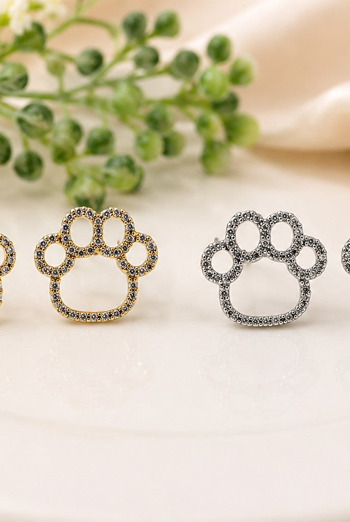 Betty Oh! Paws with Cubic Zirconia Post Earrings-Earrings-Betty Oh!-Deja Nu Boutique, Women's Fashion Boutique in Lampasas, Texas
