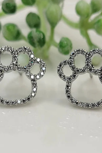 Betty Oh! Paws with Cubic Zirconia Post Earrings-Earrings-Betty Oh!-Deja Nu Boutique, Women's Fashion Boutique in Lampasas, Texas