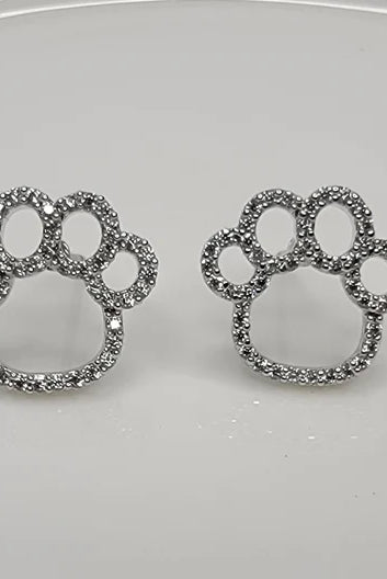 Betty Oh! Paws with Cubic Zirconia Post Earrings-Earrings-Betty Oh!-Deja Nu Boutique, Women's Fashion Boutique in Lampasas, Texas