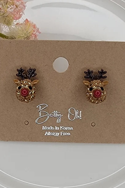 Betty Oh! Reindeer Post Earrings-Earrings-Betty Oh!-Deja Nu Boutique, Women's Fashion Boutique in Lampasas, Texas