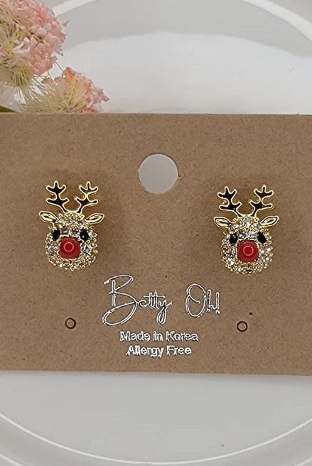 Betty Oh! Reindeer Post Earrings-Earrings-Betty Oh!-Deja Nu Boutique, Women's Fashion Boutique in Lampasas, Texas