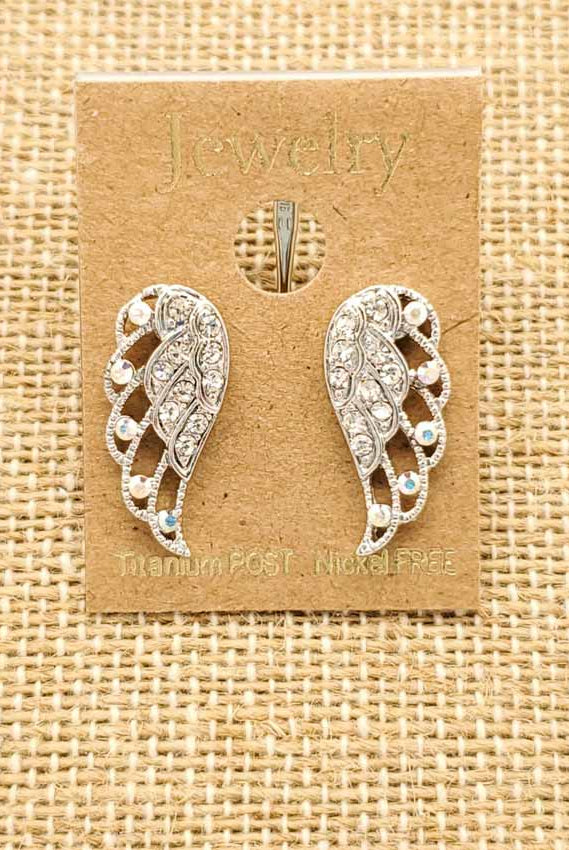Betty Oh! Rhinestone Wing Post Earrings-Earrings-Betty Oh!-Deja Nu Boutique, Women's Fashion Boutique in Lampasas, Texas