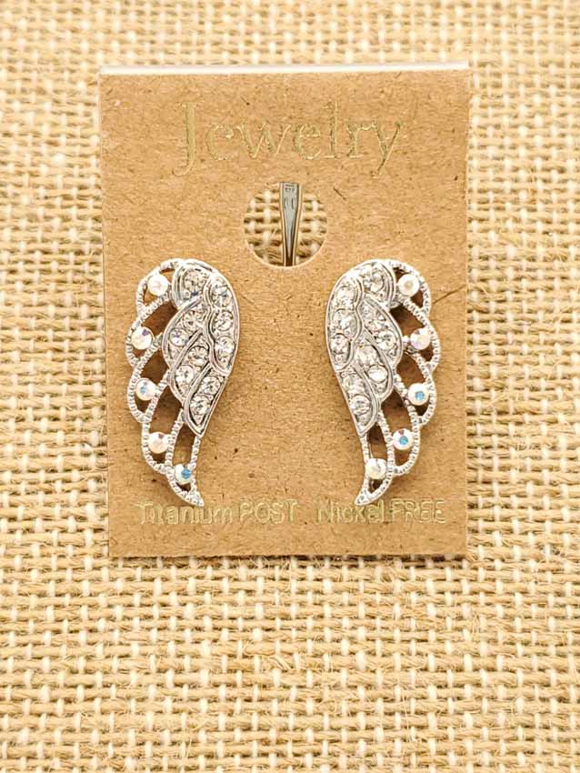 Betty Oh! Rhinestone Wing Post Earrings-Earrings-Betty Oh!-Deja Nu Boutique, Women's Fashion Boutique in Lampasas, Texas