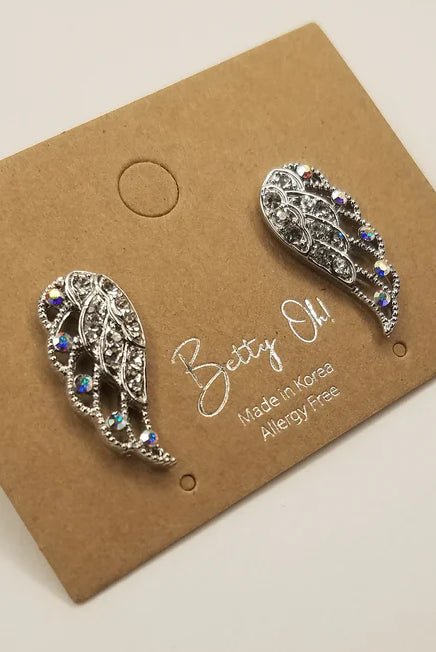 Betty Oh! Rhinestone Wing Post Earrings-Earrings-Betty Oh!-Deja Nu Boutique, Women's Fashion Boutique in Lampasas, Texas