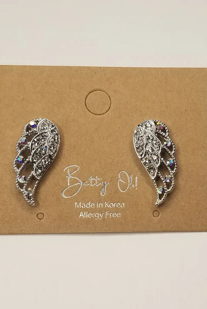 Betty Oh! Rhinestone Wing Post Earrings-Earrings-Betty Oh!-Deja Nu Boutique, Women's Fashion Boutique in Lampasas, Texas