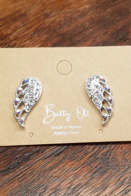 Betty Oh! Rhinestone Wing Post Earrings-Earrings-Betty Oh!-Deja Nu Boutique, Women's Fashion Boutique in Lampasas, Texas