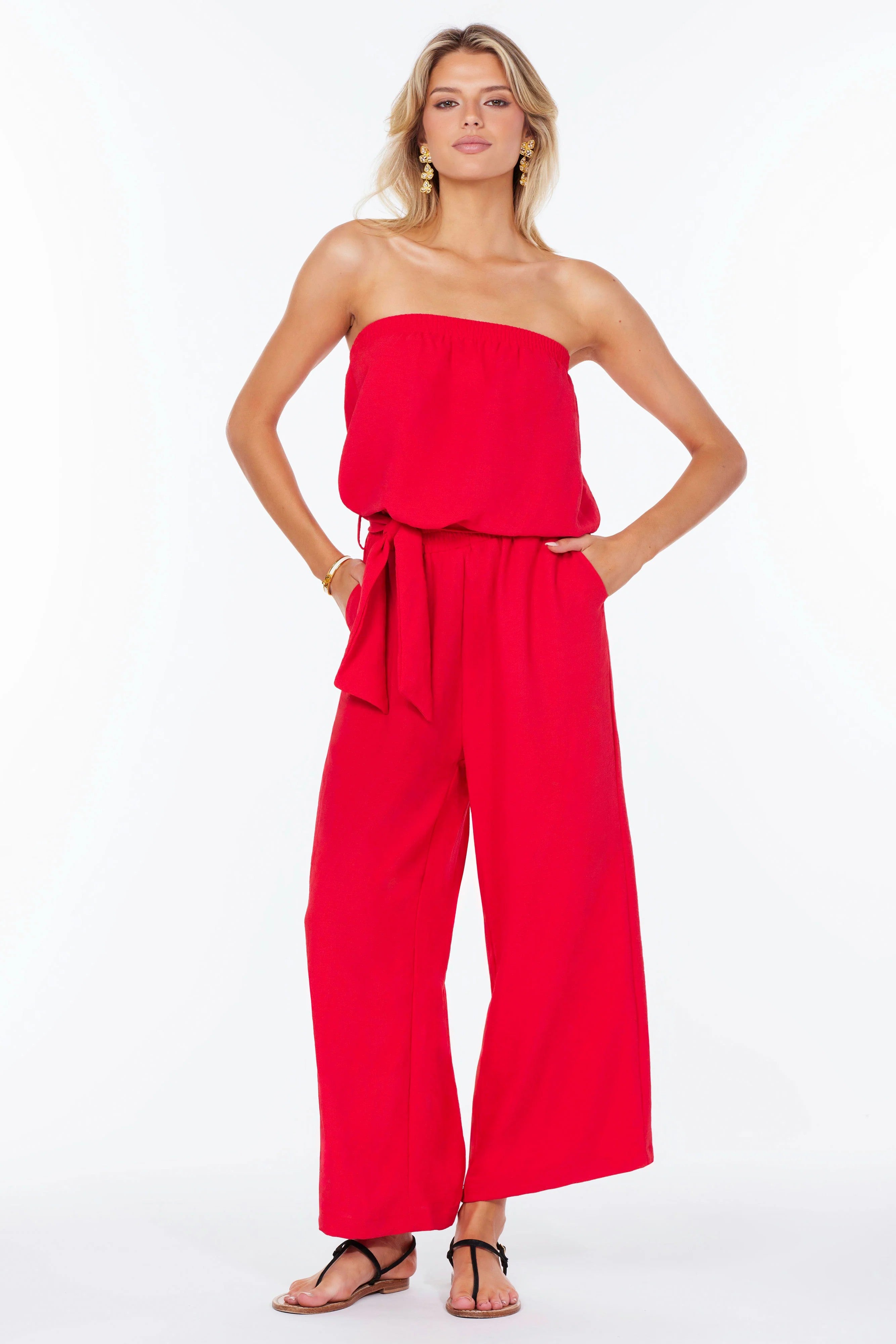 Bishop + Young Free Spirit Jumpsuit in Cherry-Rompers & Jumpsuits-Bishop And Young-Deja Nu Boutique, Women's Fashion Boutique in Lampasas, Texas