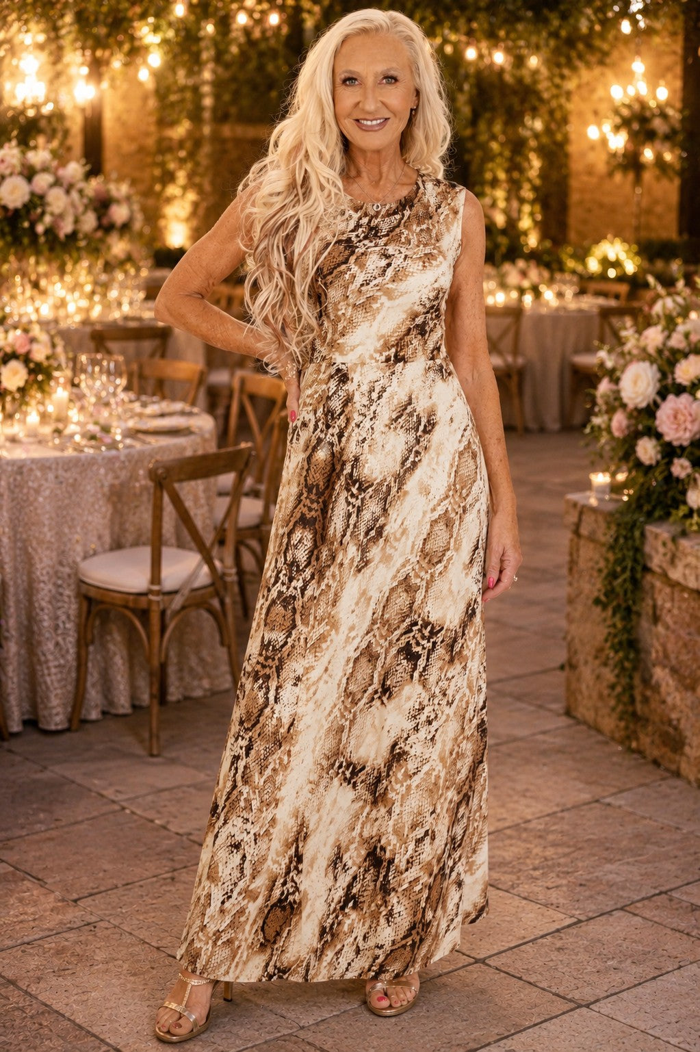 Bishop + Young Jardine Cowl Neck Maxi Dress in Python-Maxi Dresses-Bishop And Young-Deja Nu Boutique, Women's Fashion Boutique in Lampasas, Texas
