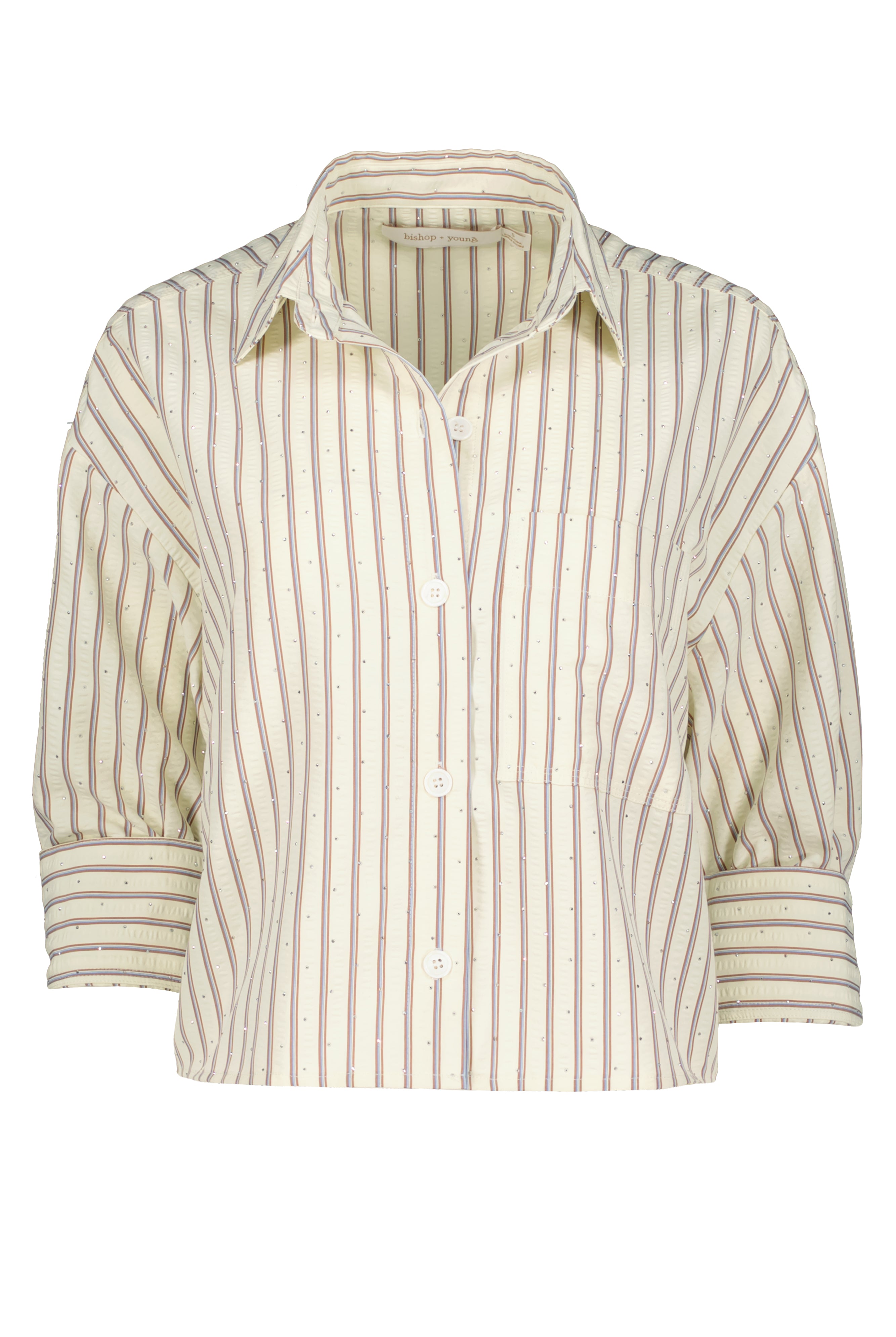 Bishop + Young Sydney Embellished Blue Stripe Top-shirts-Bishop And Young-Deja Nu Boutique, Women's Fashion Boutique in Lampasas, Texas