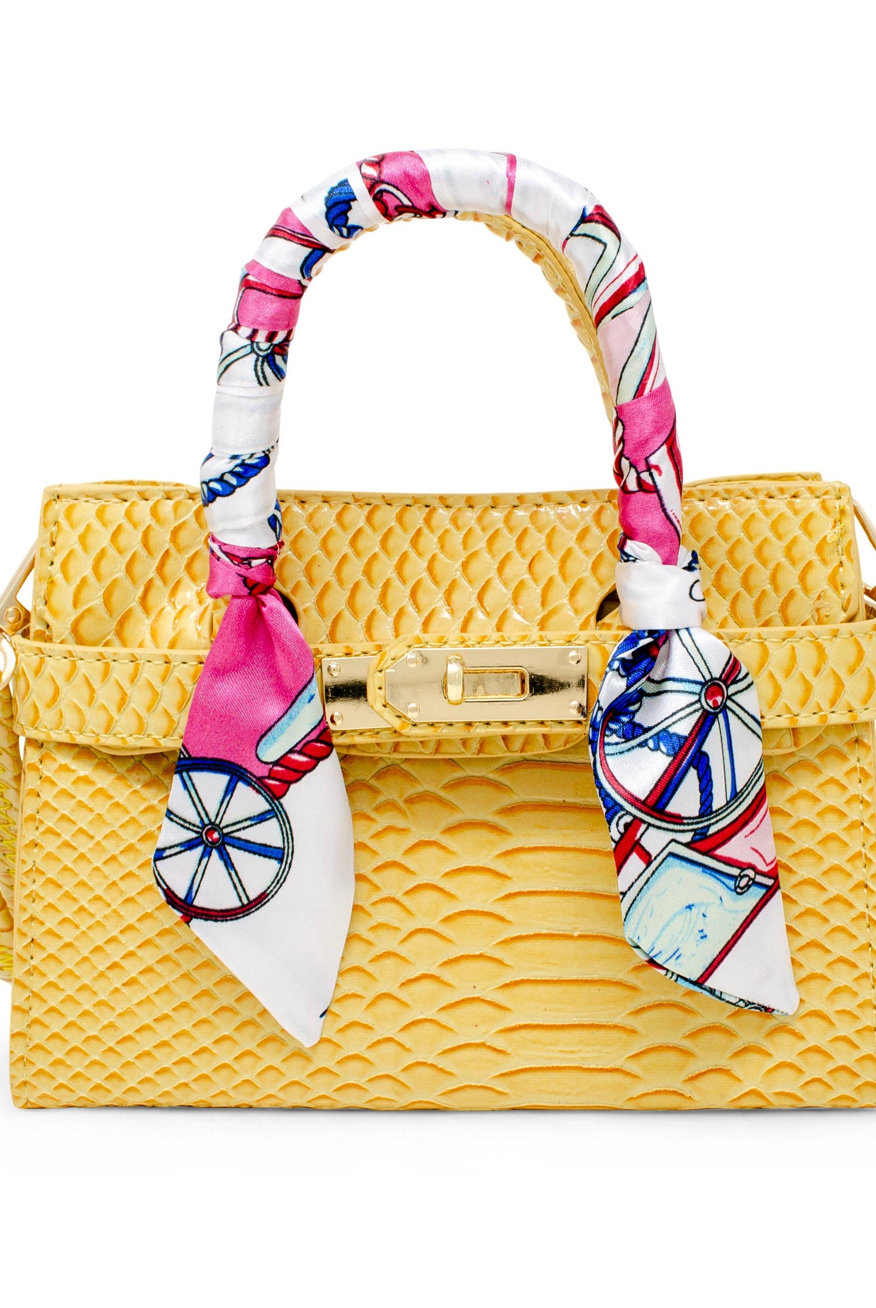 Tiny Treats and ZOMI GEMS Vivid Crocodile Scarf Handbag in Yellow-Kids Handbag-Tiny Treats and ZOMI GEMS-Deja Nu Boutique, Women's Fashion Boutique in Lampasas, Texas