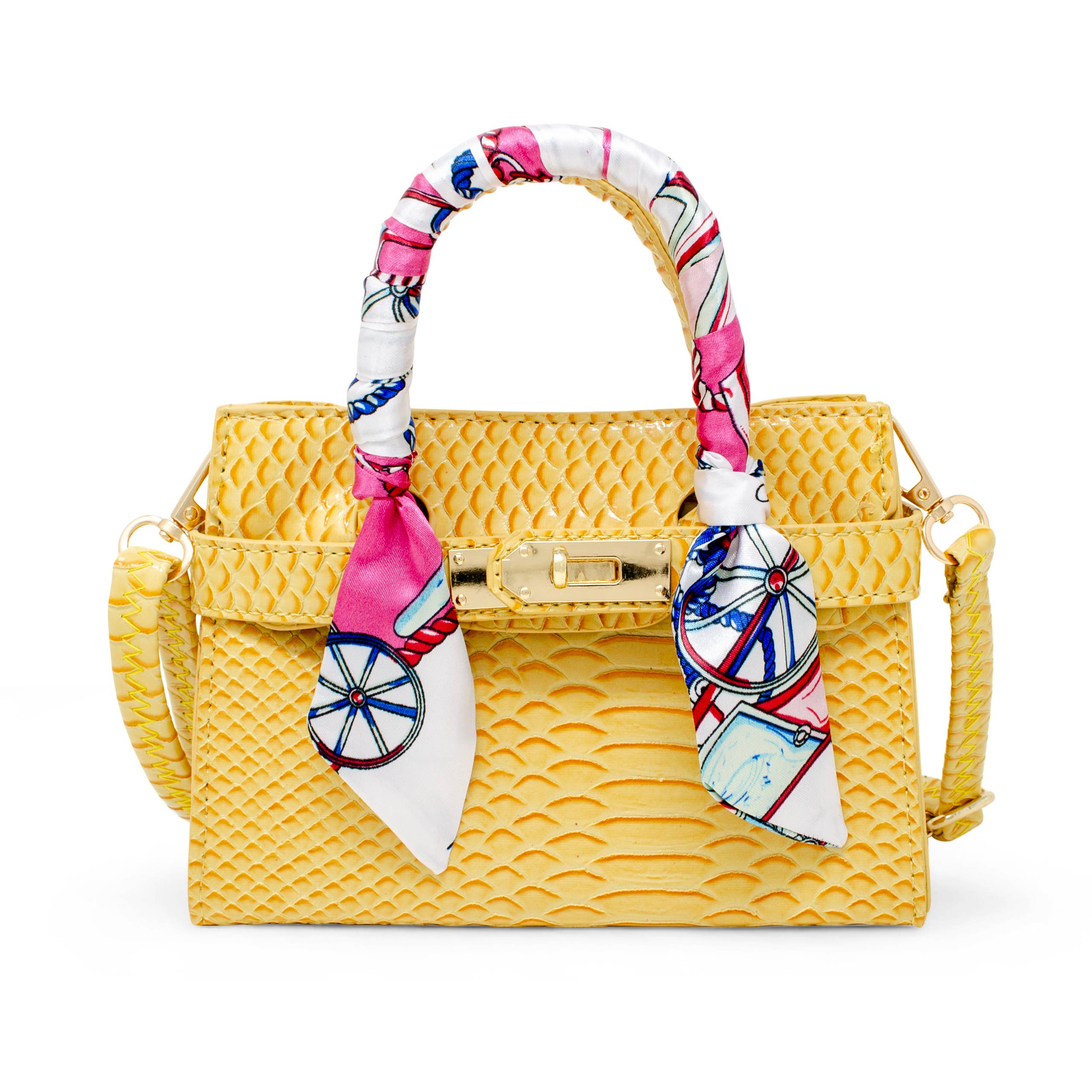 Tiny Treats and ZOMI GEMS Vivid Crocodile Scarf Handbag in Yellow-Kids Handbag-Tiny Treats and ZOMI GEMS-Deja Nu Boutique, Women's Fashion Boutique in Lampasas, Texas