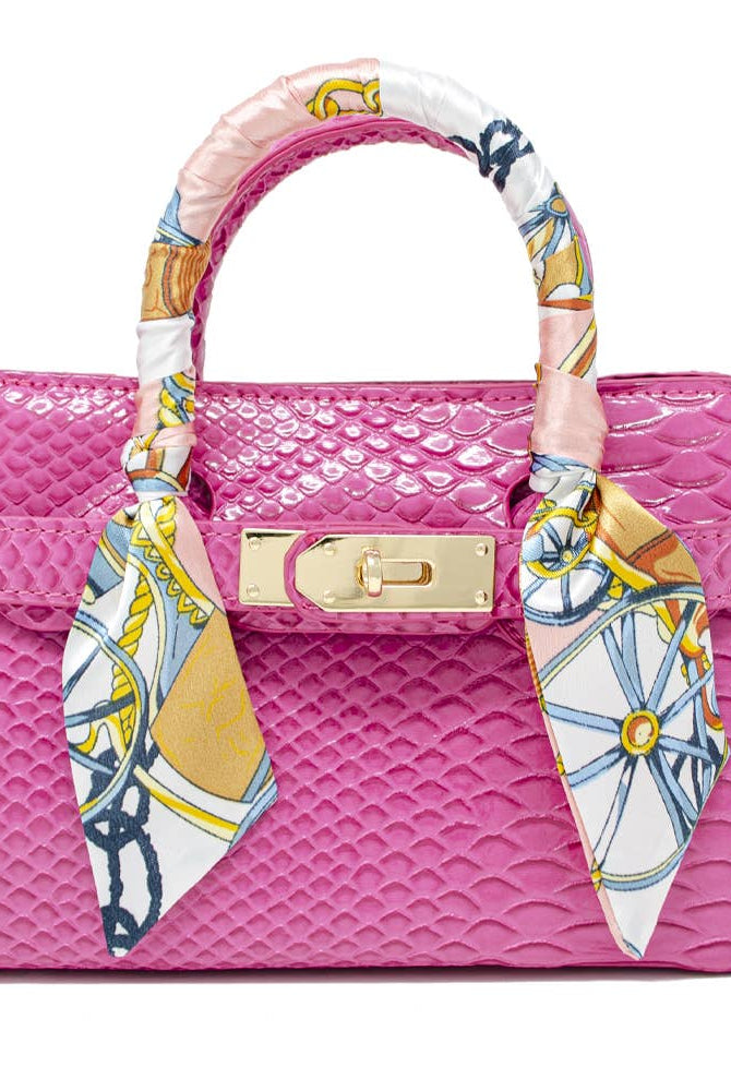 Tiny Treats and ZOMI GEMS Crocodile Scarf Handbag in Hot Pink-Kids Handbag-Tiny Treats and ZOMI GEMS-Deja Nu Boutique, Women's Fashion Boutique in Lampasas, Texas