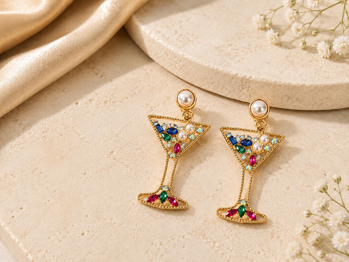 Cheers to You Crystal Martini Glass Earrings-Earrings-Deja Nu-Deja Nu Boutique, Women's Fashion Boutique in Lampasas, Texas