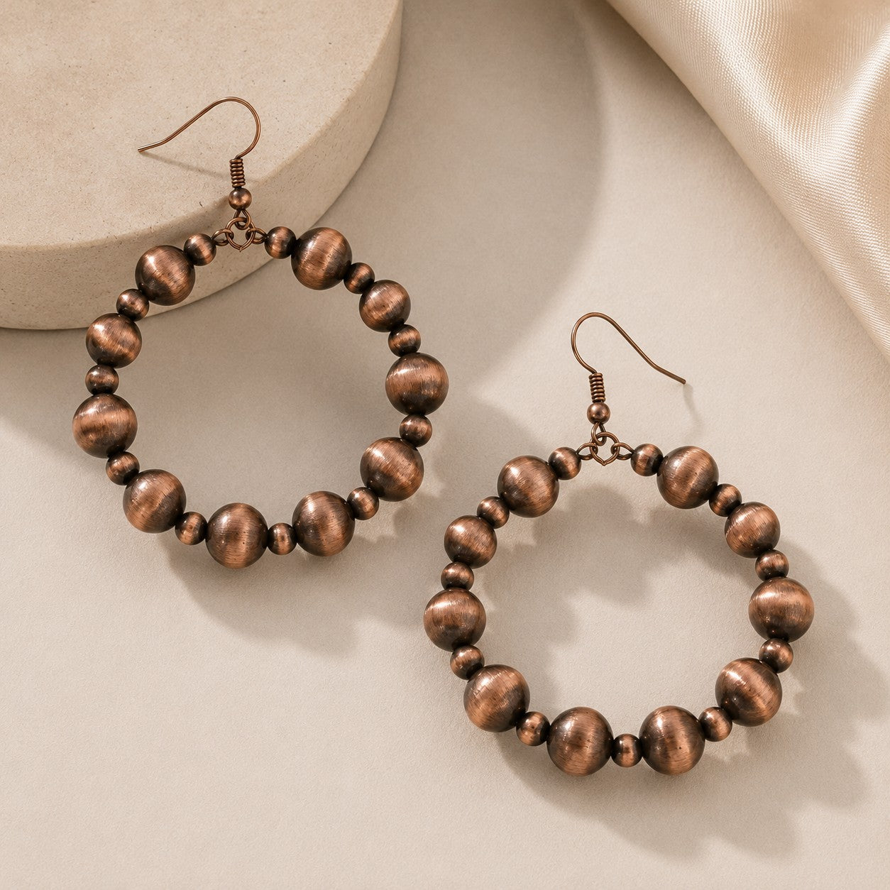 Copper Navajo Pearl Hoop Earrings-Earrings-Deja Nu-Deja Nu Boutique, Women's Fashion Boutique in Lampasas, Texas