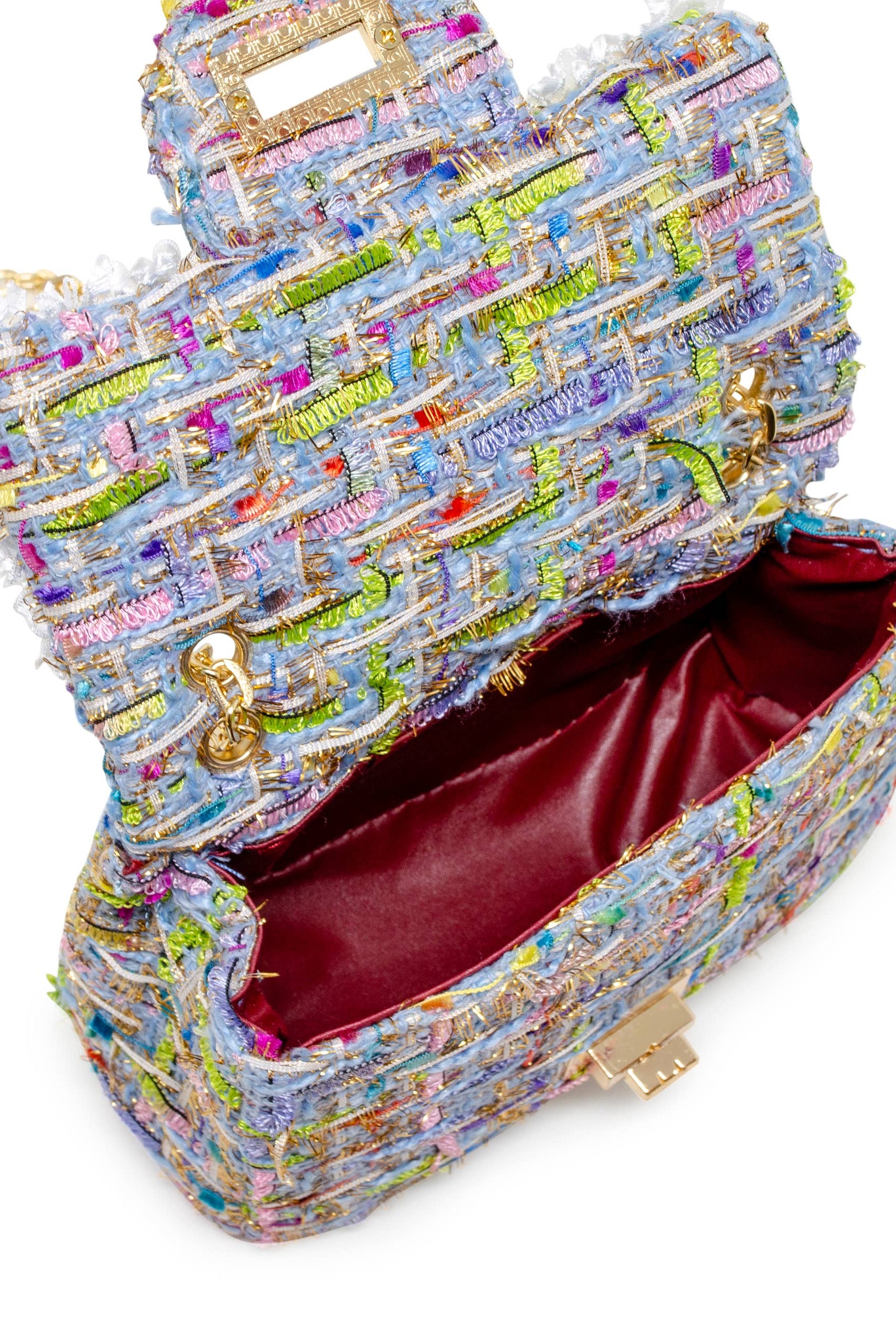 Tiny Treats and ZOMI GEMS Classic Tweed Blue Handbag with Pearls-Kids Handbag-Tiny Treats and ZOMI GEMS-Deja Nu Boutique, Women's Fashion Boutique in Lampasas, Texas