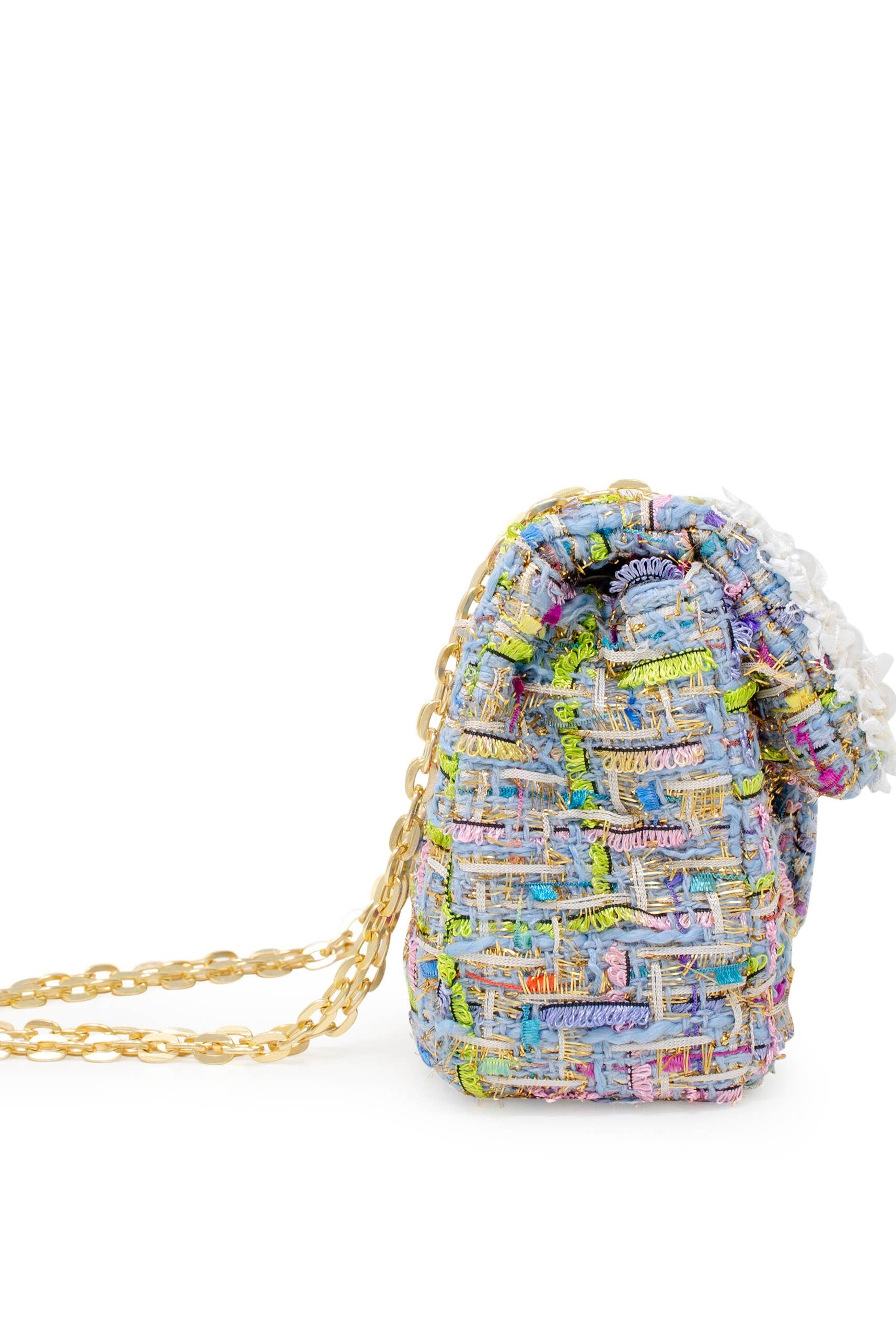 Tiny Treats and ZOMI GEMS Classic Tweed Blue Handbag with Pearls-Kids Handbag-Tiny Treats and ZOMI GEMS-Deja Nu Boutique, Women's Fashion Boutique in Lampasas, Texas