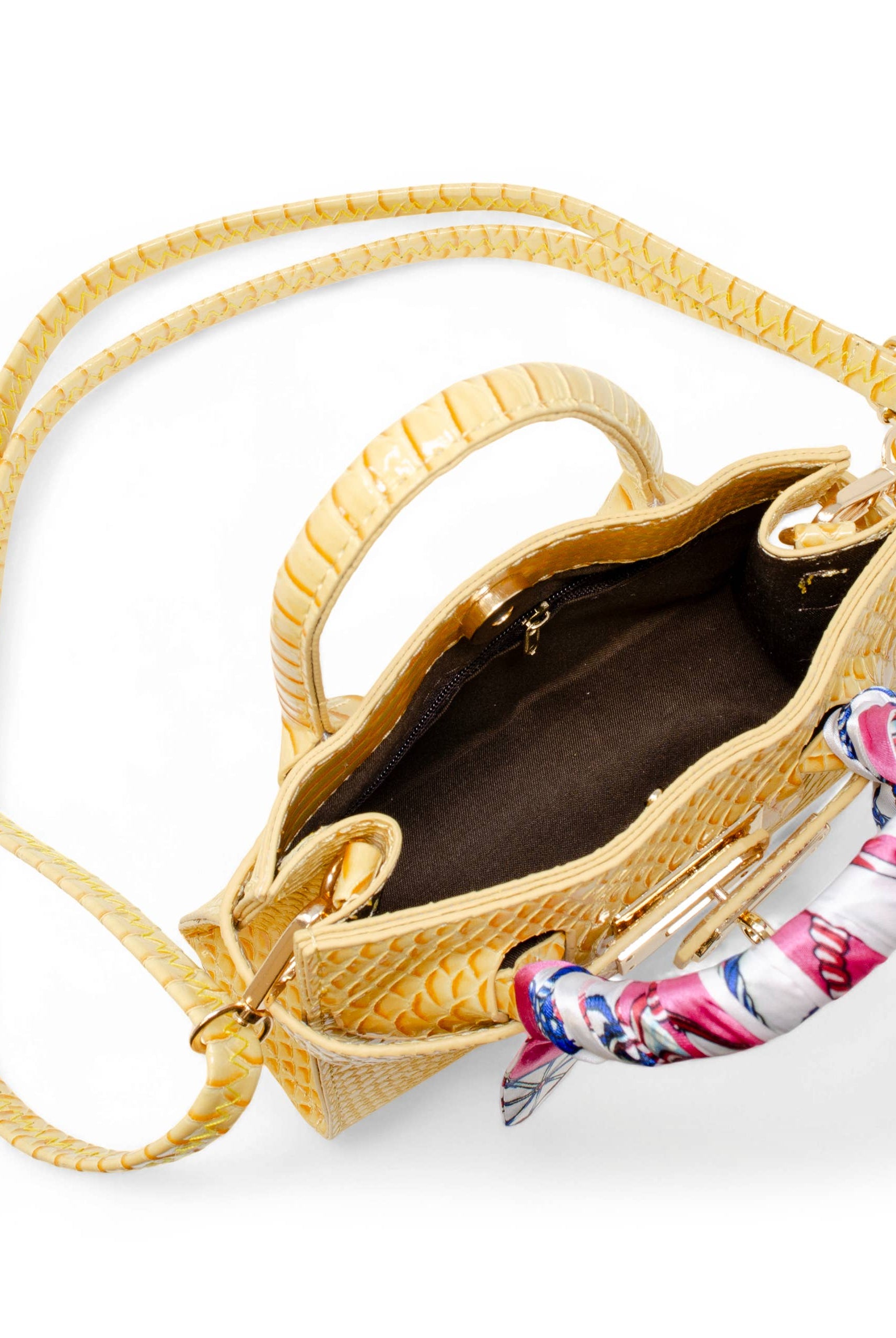 Tiny Treats and ZOMI GEMS Vivid Crocodile Scarf Handbag in Yellow-Kids Handbag-Tiny Treats and ZOMI GEMS-Deja Nu Boutique, Women's Fashion Boutique in Lampasas, Texas