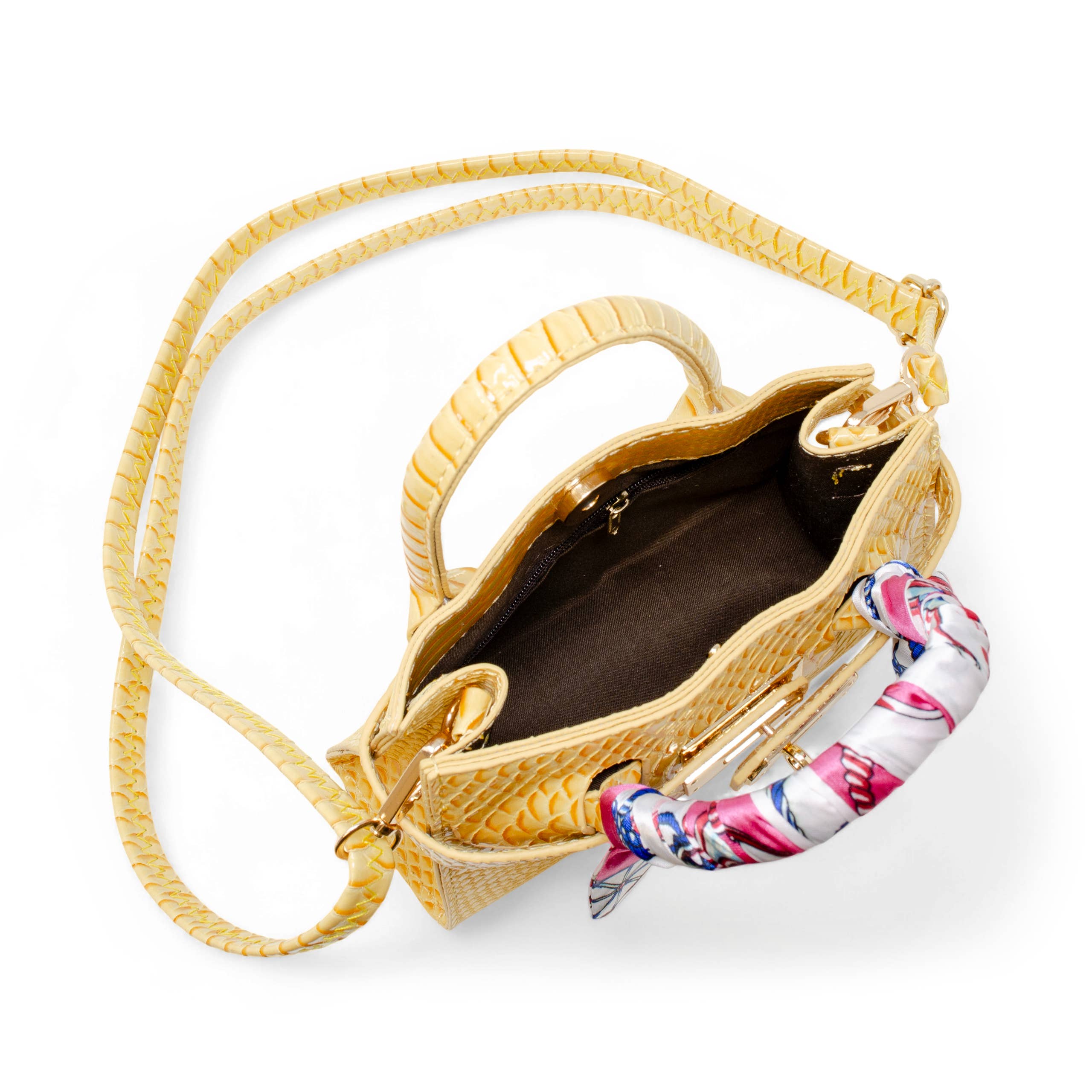 Tiny Treats and ZOMI GEMS Vivid Crocodile Scarf Handbag in Yellow-Kids Handbag-Tiny Treats and ZOMI GEMS-Deja Nu Boutique, Women's Fashion Boutique in Lampasas, Texas