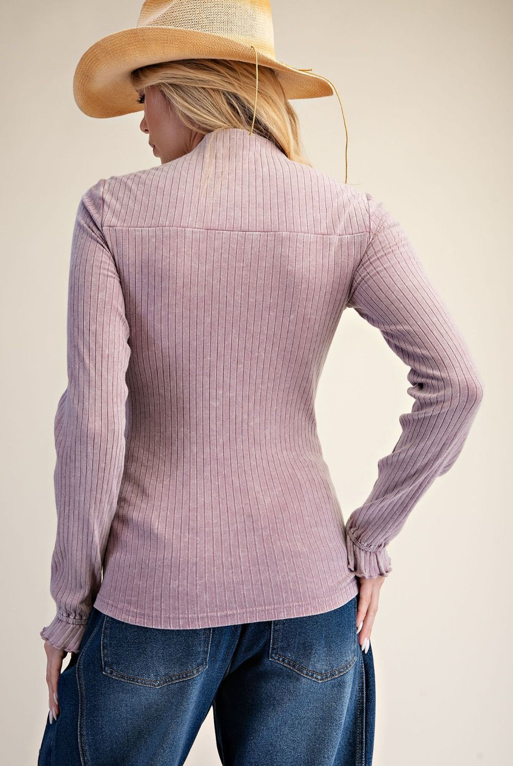 Easel Lilac Washed Rib Knit Top-Tops-Easel-Deja Nu Boutique, Women's Fashion Boutique in Lampasas, Texas