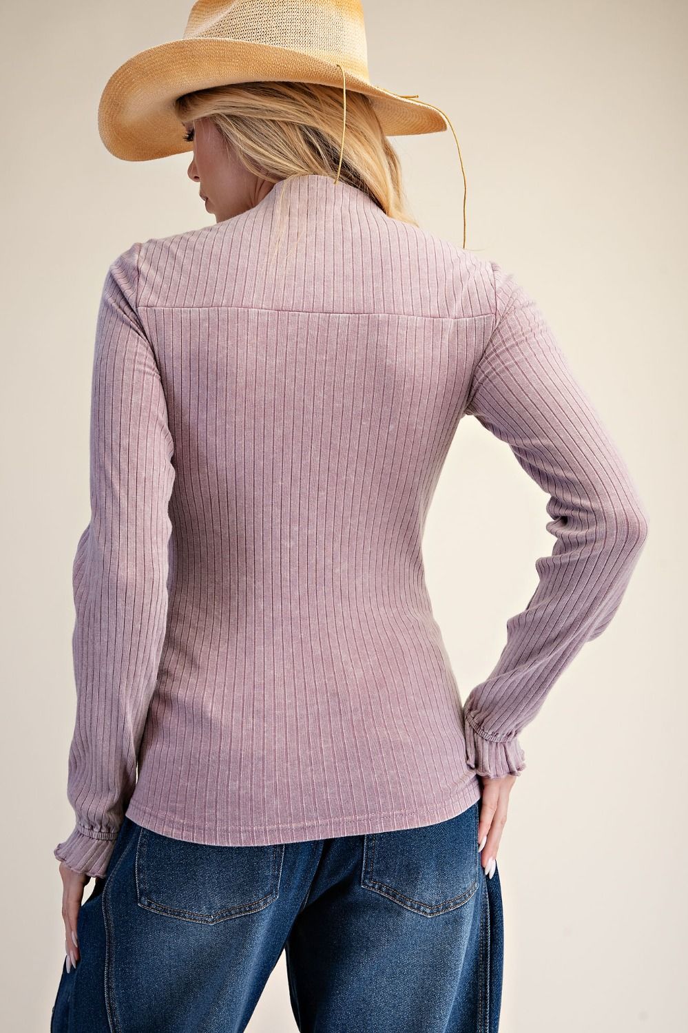 Easel Lilac Washed Rib Knit Top-Tops-Easel-Deja Nu Boutique, Women's Fashion Boutique in Lampasas, Texas