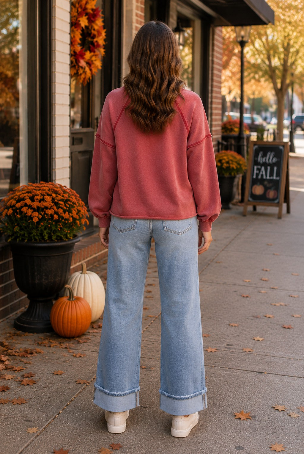 Lovervet by Vervet Mid Rise Medium Light Wash Cuffed Slim Wide Leg Jeans-Jeans-Lovervet by Vervet-Deja Nu Boutique, Women's Fashion Boutique in Lampasas, Texas