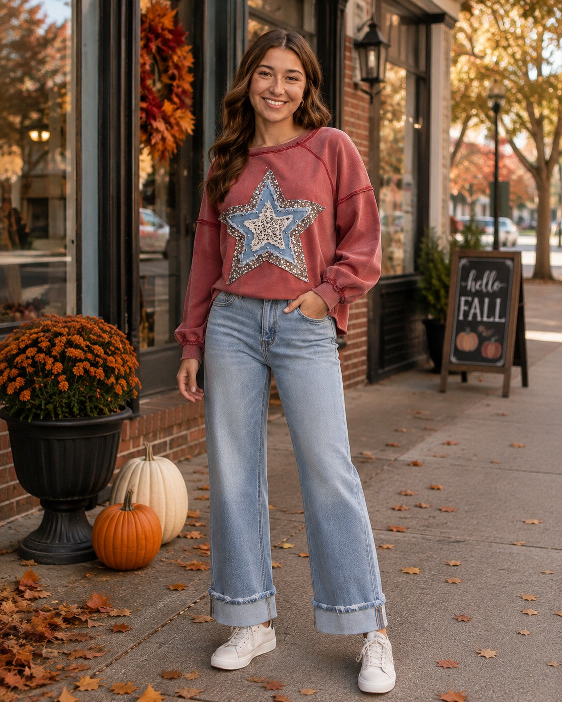 Lovervet by Vervet Mid Rise Medium Light Wash Cuffed Slim Wide Leg Jeans-Jeans-Lovervet by Vervet-Deja Nu Boutique, Women's Fashion Boutique in Lampasas, Texas