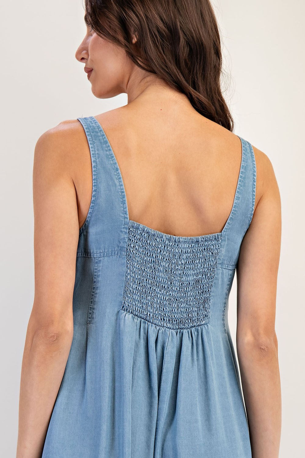 ee:Some Denim Ruffle Hem Sleeveless Maxi Dress-Maxi Dresses-ee:some-Deja Nu Boutique, Women's Fashion Boutique in Lampasas, Texas