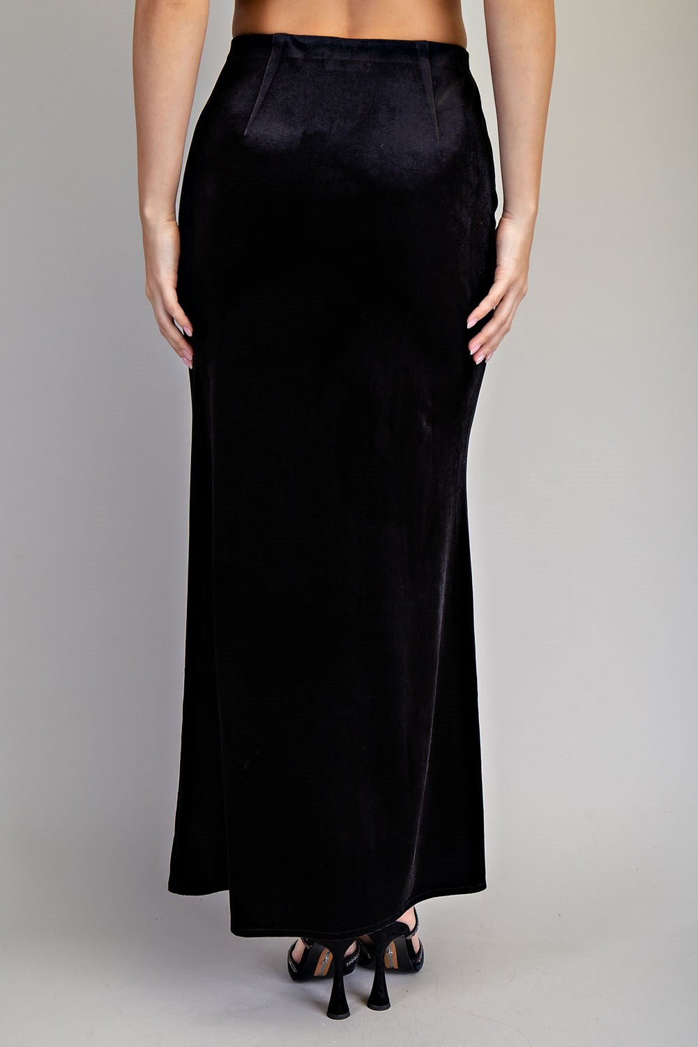 ee:some Black Velvet Maxi Skirt Elegant Evening Wear-Bottoms-ee:some-Deja Nu Boutique, Women's Fashion Boutique in Lampasas, Texas
