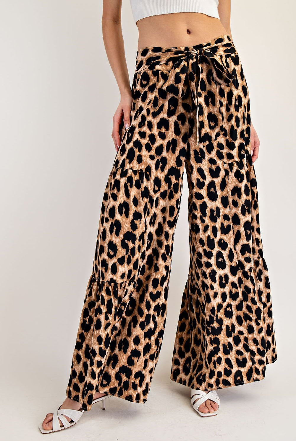 ee:some Leopard Tiered Wide Leg Pants-Bottoms-ee:some-Deja Nu Boutique, Women's Fashion Boutique in Lampasas, Texas