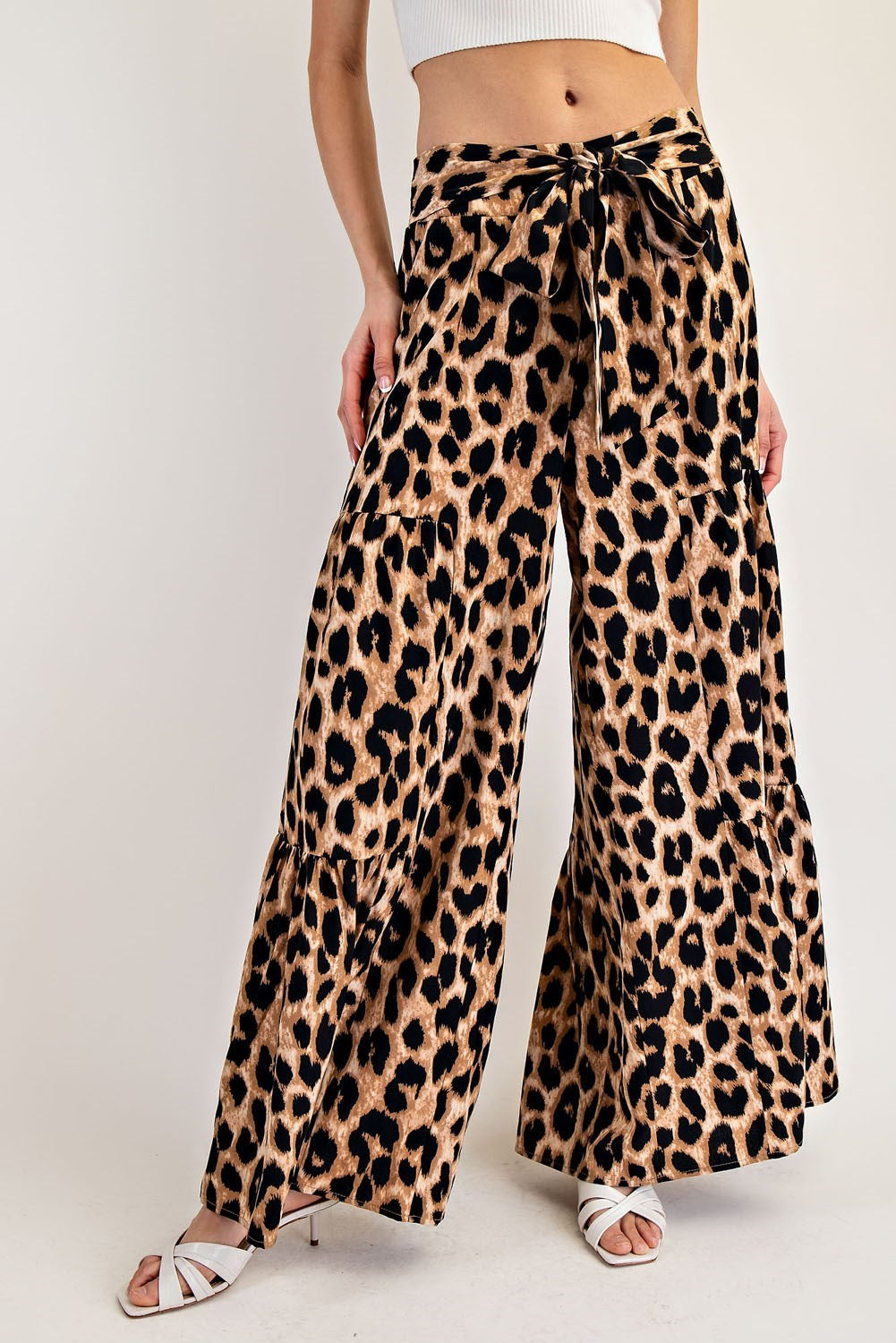 ee:some Leopard Tiered Wide Leg Pants-Bottoms-ee:some-Deja Nu Boutique, Women's Fashion Boutique in Lampasas, Texas