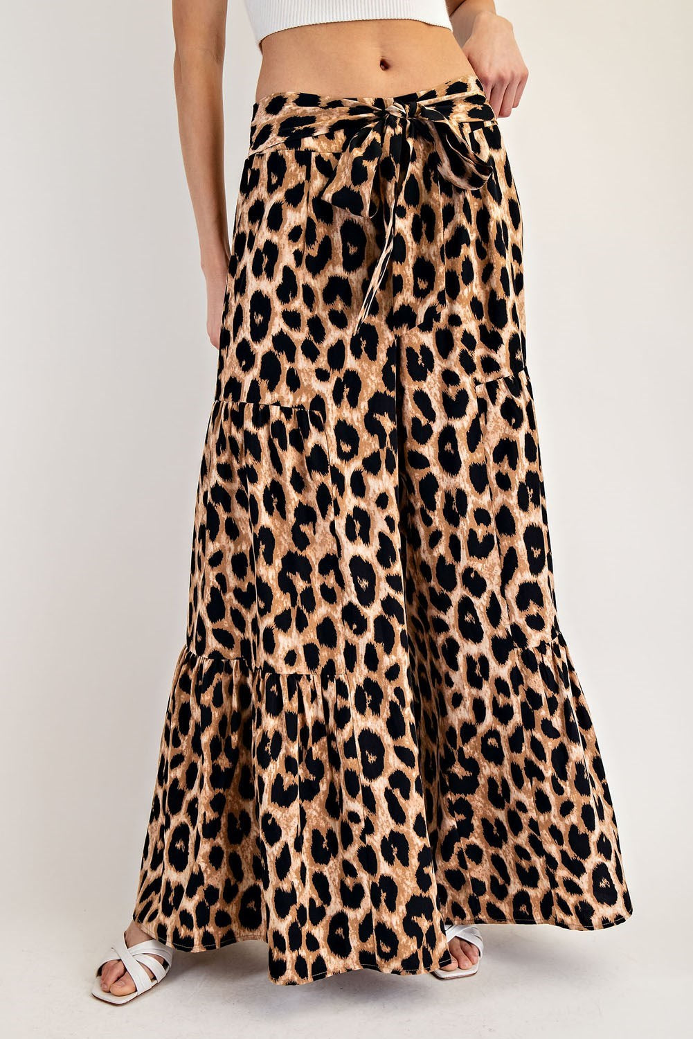 ee:some Leopard Tiered Wide Leg Pants-Bottoms-ee:some-Deja Nu Boutique, Women's Fashion Boutique in Lampasas, Texas